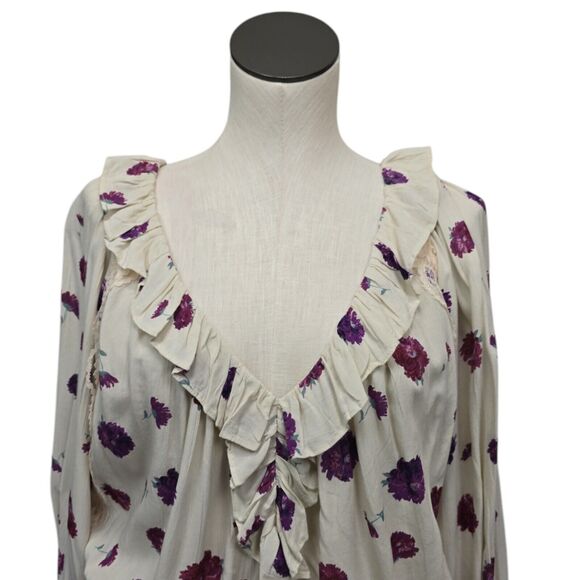 NWT Intimately Free People Womens Size Small Poppy Printed Bodysuit Ruffle Boho‎ - Picture 9 of 15